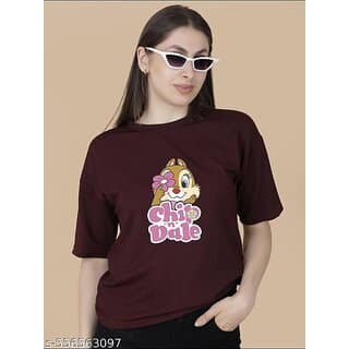 Wexam Style Women Maroon Printed Round Neck Short Sleeve Top