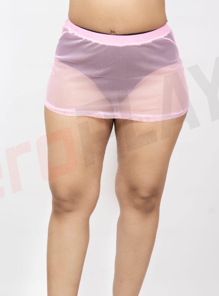 Pink Mini Mesh Tube Skirt Sheer Material Perfect for Beach or Date Night view 4