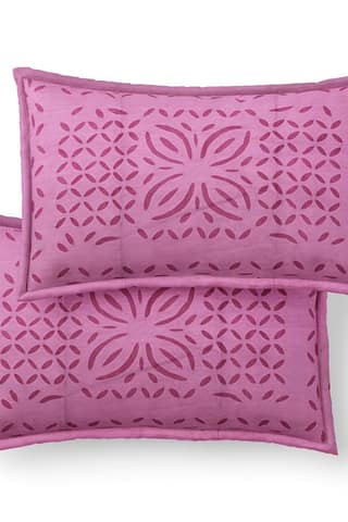 Garvi Gurjari (A Gujarat Govt Enterprise) Pink Handmade Applique Work Cotton Bed Cover Set With Pillow Covers