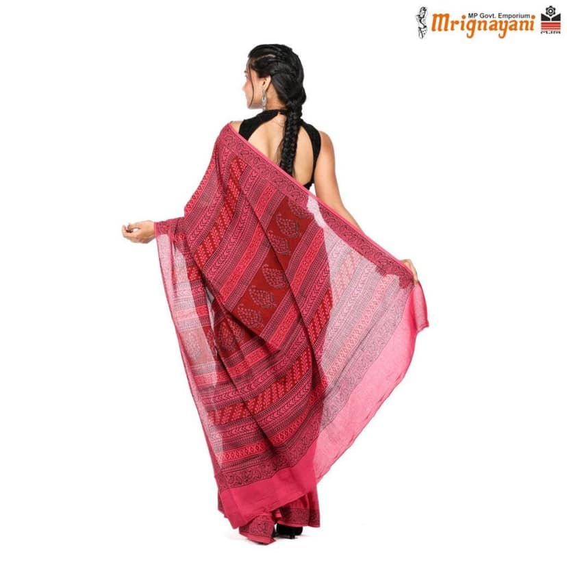 HANDLOOM COTTON SAREE WITH BLOUSE (SKU - 3I0103170522, SAREE-1127) view 4