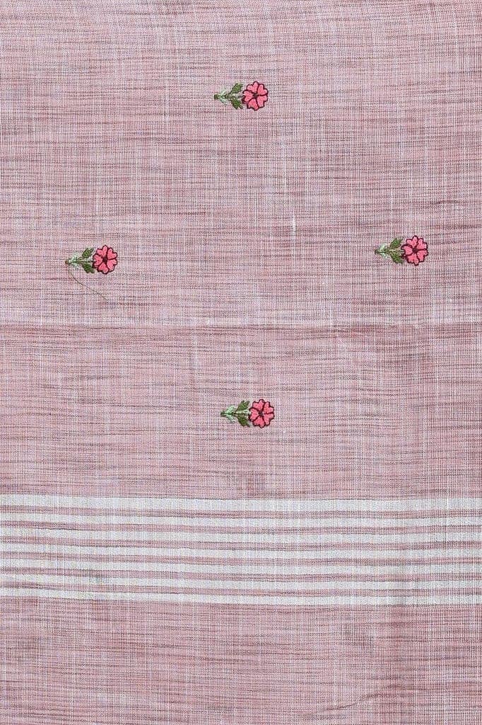 Lavender Linen Saree With Modish Work view 4