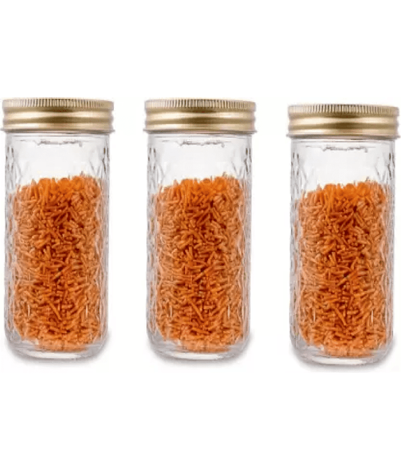 CROCO JAR Glass Gold Spice Container ( Set of 3 )
