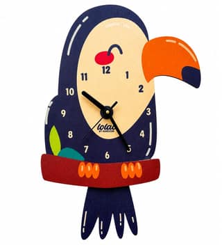 LOLAC Rio Toucan Wooden Pendulum Wall Clock for Kids, 5+ Years