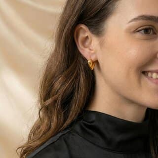 18K Gold Plated Heart Hoops Anti Tarnish Earring view 2