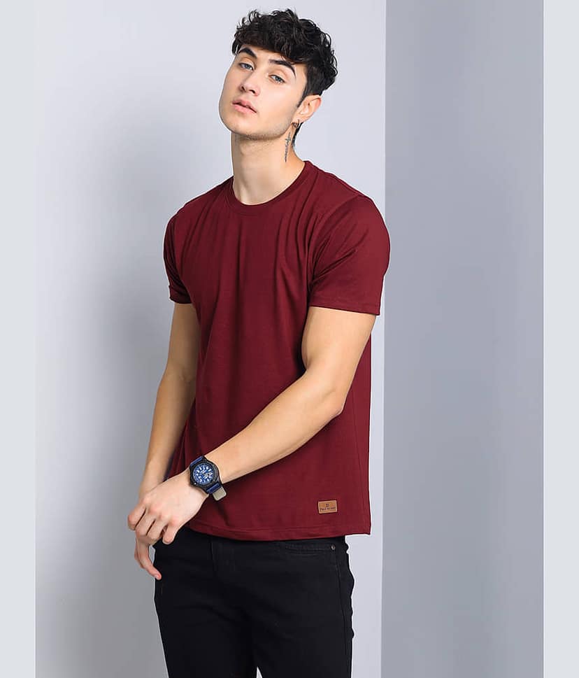 Paul Street Pack of 1 Cotton Blend Slim Fit Men's T-Shirt ( Maroon ) view 3