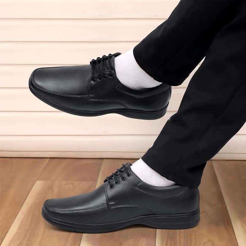 WUGO::Latest Trendy Men Formal Shoes|Black Derby Shoes|Office Shoes For Men's & Boys (Free Home Delivery) view 3