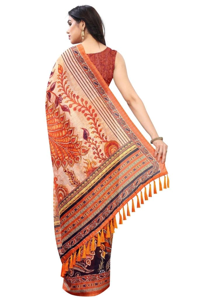 Silk Zone Women's Chanderi Cotton Saree With Blouse Piece view 3