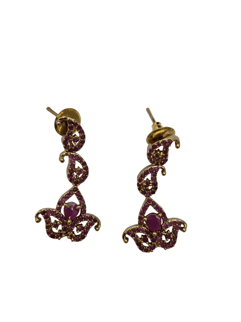 Buy Indian Traditional Gold Plated Ruby Stone Necklace Set Online at Best Price view 3