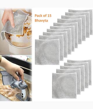 Bhavyta Wire Dishwashing Rags for Wet and Dry Dishwash Bar Wire Dishwashing Rags for Wet and Dry 150 g Pack of 15