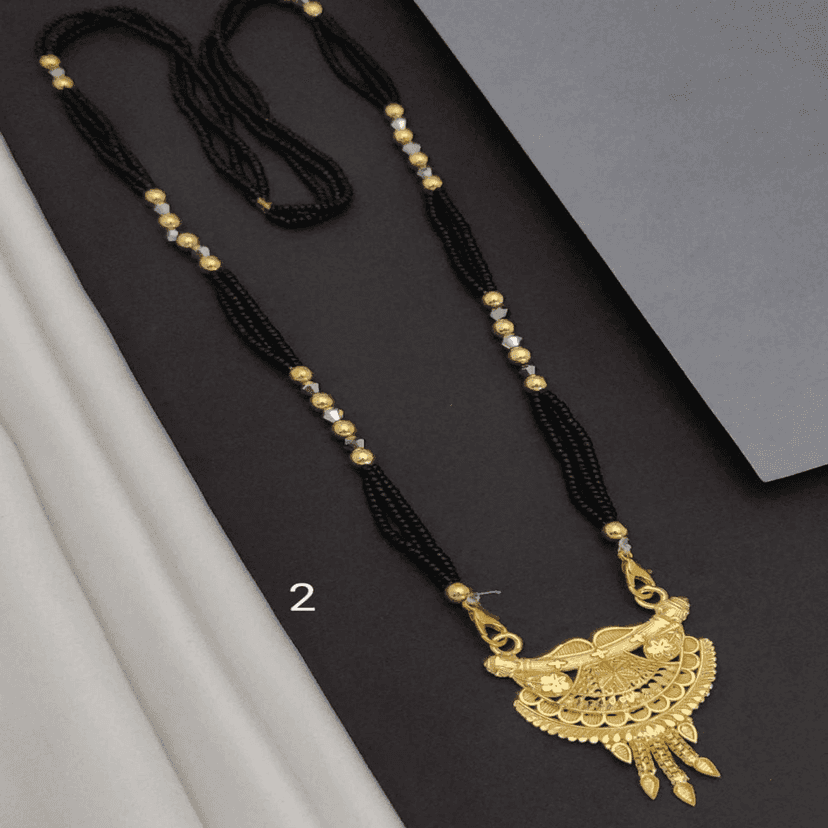 New Gold Plated Dhaga mangalsutra For Women's (RK_DM-2) & Earrings Jhumkhas Gold Jhumka Charming Women's and Girls (RK_JE-2) (COMBO PACK OF 1 PIC & 1 PAIRS) view 2