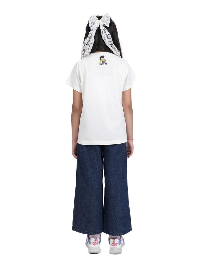 KUCHU Kids Graphic Printed T-Shirt | Happy Summer | Cotton Modal Fabric | Soft & Skin-Friendly | Everyday Casual Wear for Boys & Girls (in, Age, 6 Years, 7 Years, Regular, White) view 5