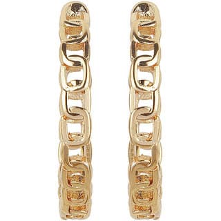 Single Chain Hoop Golden Hoop Earrings Brass Alloy Copper Material Earrings for Women's Fashion Jewelry