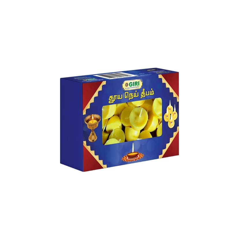 Giri Pure Ghee Diya - 20 Pcs | Ghee Wicks | Diya Batti | Jyot Batti | Ghee Cotton Wicks for Pooja Plain