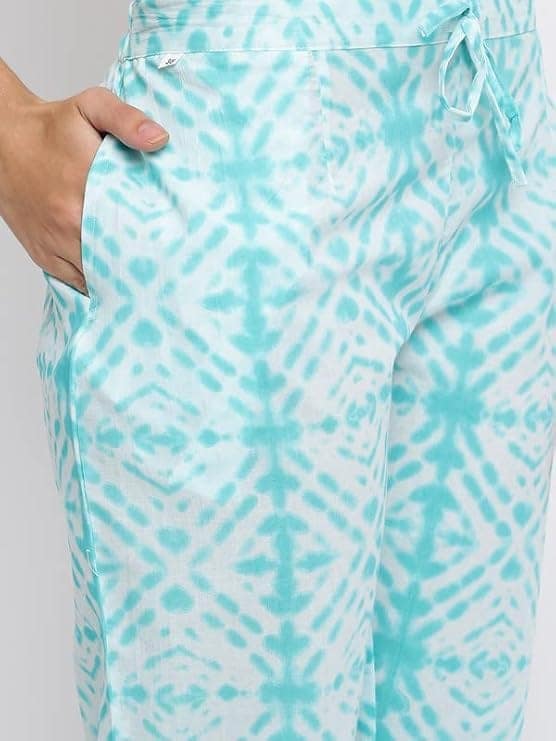 INDIAN KNOTS-Women Blue & white Pure Cotton Kurta with Trousers_1001-bag04-02 view 5