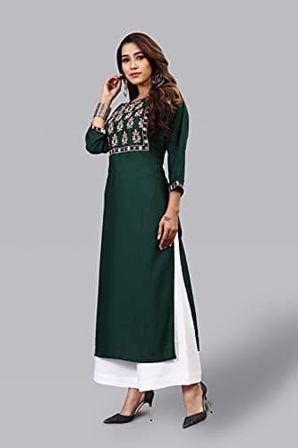 BT WITH BUY & TRY Women's Rayon Kurti Set | Kurti with Palazzo | Kurta Set for Women | Palazoo Set - Green view 2