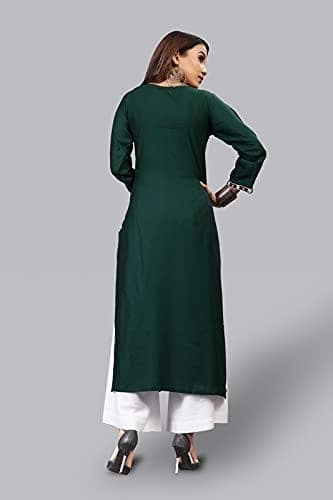 BT WITH BUY & TRY Women's Rayon Kurti Set | Kurti with Palazzo | Kurta Set for Women | Palazoo Set - Green view 3