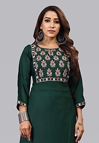 BT WITH BUY & TRY Women's Rayon Kurti Set | Kurti with Palazzo | Kurta Set for Women | Palazoo Set - Green view 4