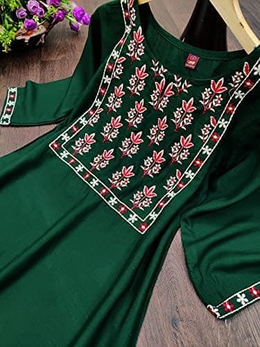 BT WITH BUY & TRY Women's Rayon Kurti Set | Kurti with Palazzo | Kurta Set for Women | Palazoo Set - Green view 6