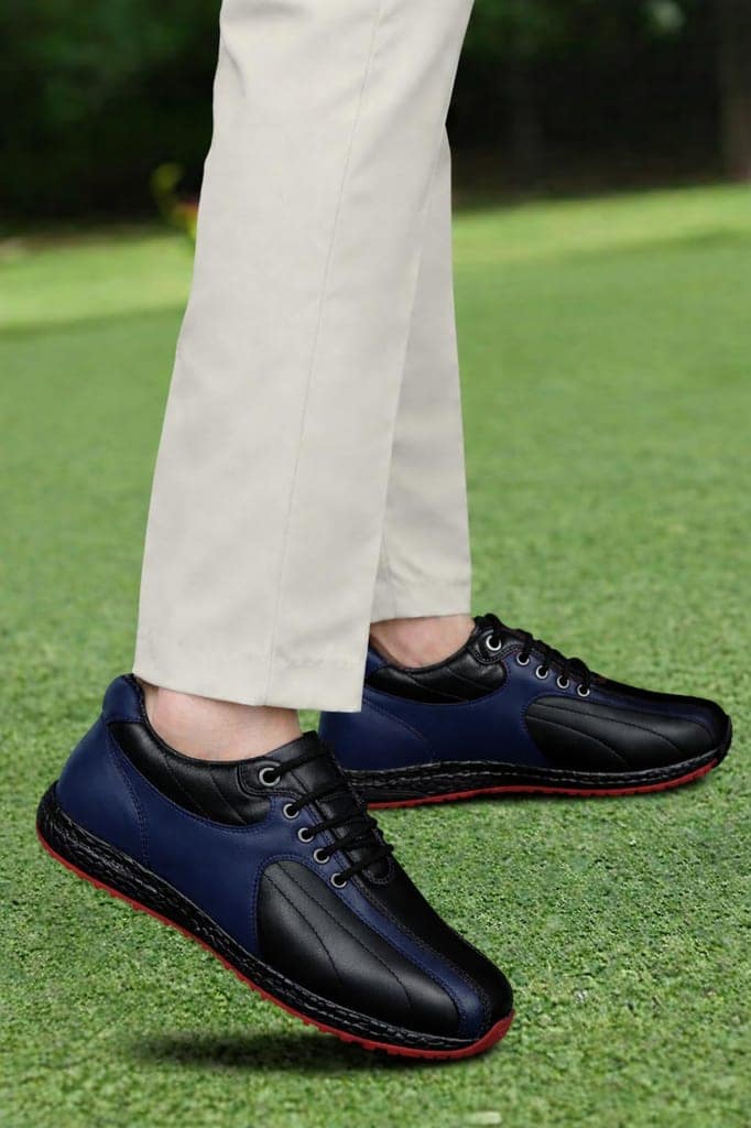 HITCARO Arkbird® Men's Genuine Leather Lace-up Professional 100% Waterproof Premium Gold Golf Shoes PR-5406 view 3
