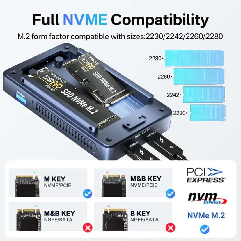 ACASIS Dual-Bay 40Gbps M.2 SSD Enclosure, Cooling Fan,Mac Mini Dock Dual Monitor,Dual nvme Enclosure Support Software RAID, for M1/M2/Windows view 8