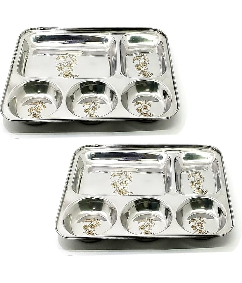 bartan hub 2 Pcs Stainless Steel Silver Full Plate
