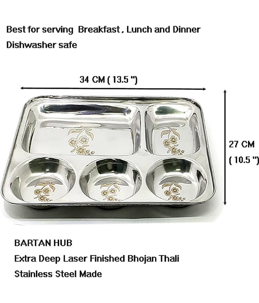 bartan hub 2 Pcs Stainless Steel Silver Full Plate view 2