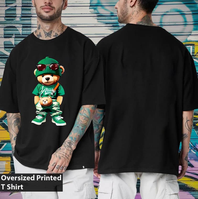 SCOTT FINCHER Men's Streetwear T-Shirt with Bear Graphic : AA(ARN)BLACK_254 view 3