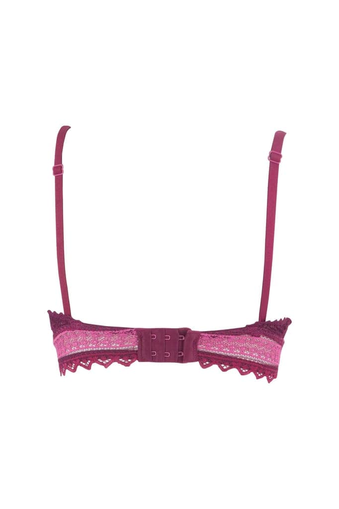"Women's Push-Up Bra with Lace Detailing - Stylish Floral Pattern, Comfortable Support, Adjustable Straps, Purple Style 2 view 4