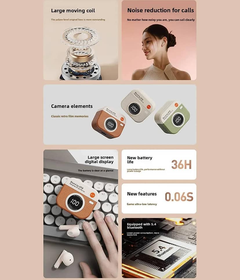 VEHOP Aura TWS Earbuds with Digital Display, BT 5.49+ENC for Clear Calling, Low Latency Gaming Wireless Headphone, 36 Hours Play, Immersive Sound, Touch Control, IPX4 & Voice Assistance. view 2