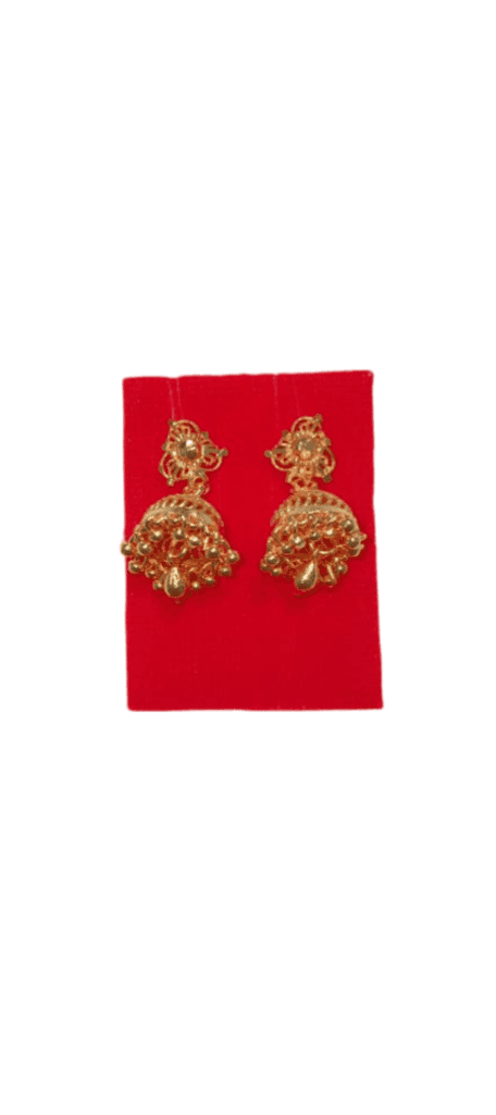 Traditional Indian Gold Plated Jhumka Earrings view 3