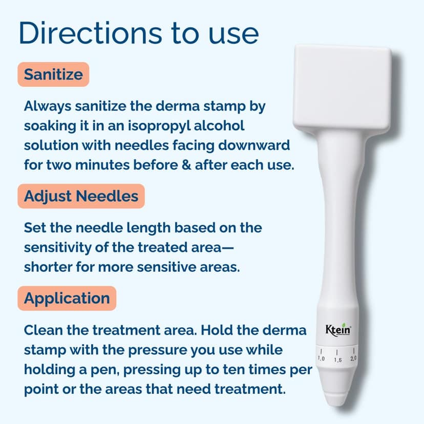 Ktein Derma Microneedle Stamp for Hair Growth and Skin Repair | Adjustable Needles 0.25mm to 3.0mm | For Scalp, Beard, and Face | Reduces Acne Scars | Safe and Effective view 2