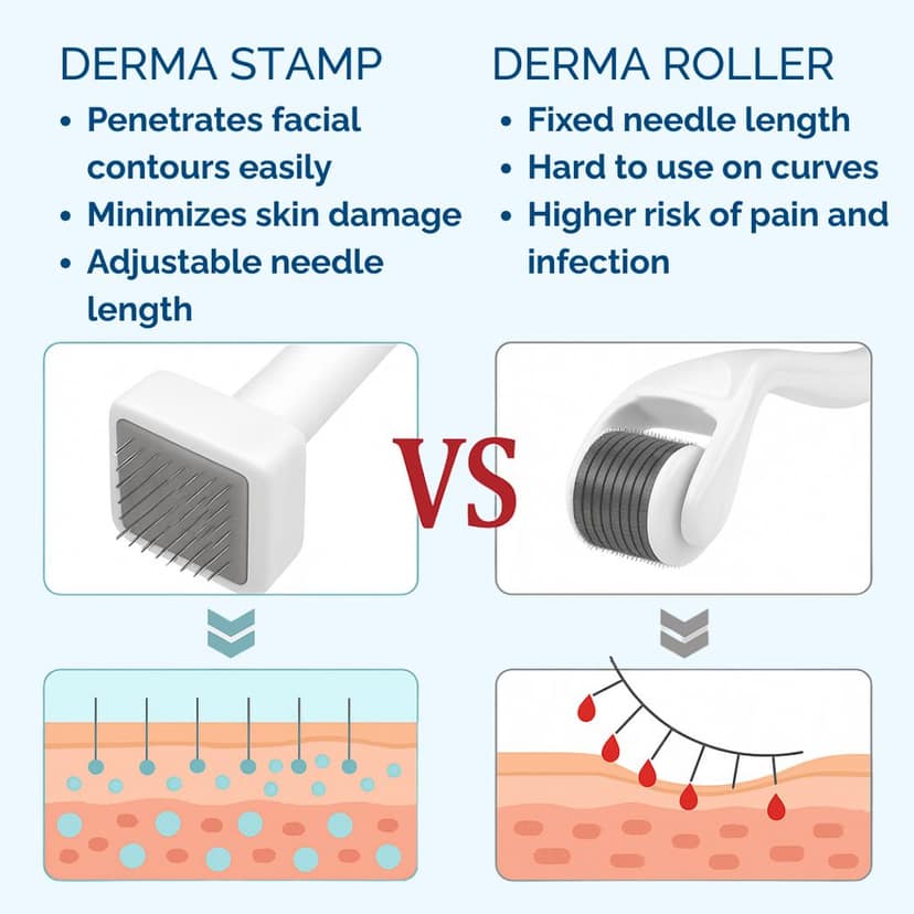 Ktein Derma Microneedle Stamp for Hair Growth and Skin Repair | Adjustable Needles 0.25mm to 3.0mm | For Scalp, Beard, and Face | Reduces Acne Scars | Safe and Effective view 3