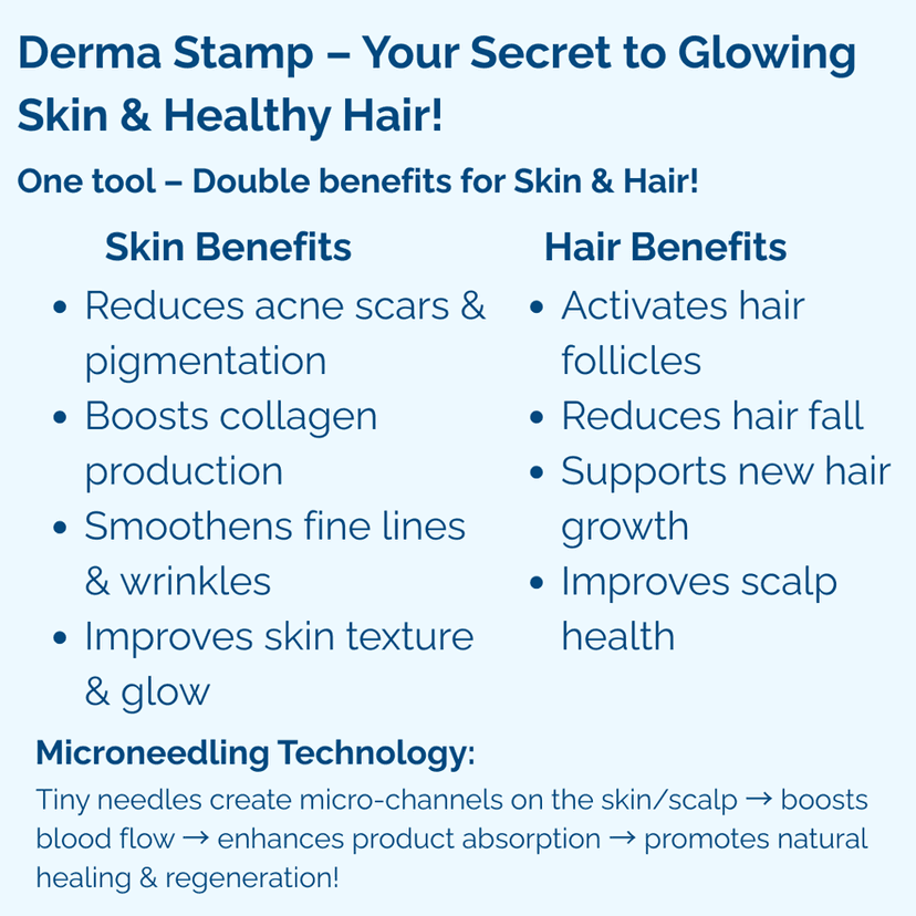 Ktein Derma Microneedle Stamp for Hair Growth and Skin Repair | Adjustable Needles 0.25mm to 3.0mm | For Scalp, Beard, and Face | Reduces Acne Scars | Safe and Effective view 5