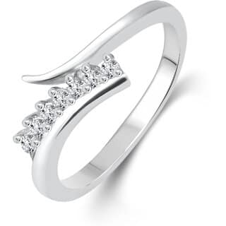 Vighnaharta Silvo Beauty (CZ) Silver and Rhodium Plated Ring - VFJ1077FRR