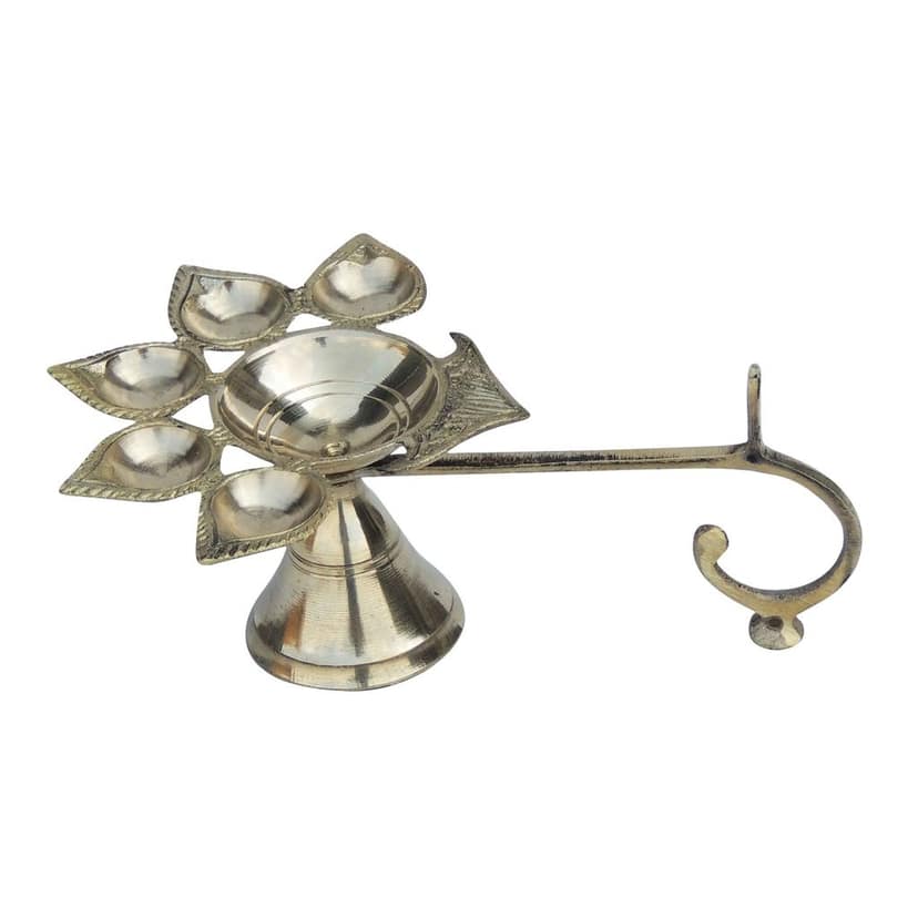 Brass Table Decor Oil Lamp Deepak 5 Wicks - Elegant Brass Diya for Aarti, Height : 2.8 Inch (FMAS317 C) view 2