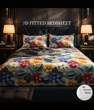 Panipat Textile Hub Green Cotton 1 Double King Bedsheet with 2 Pillow Covers ( 200 cm x 184 cm )