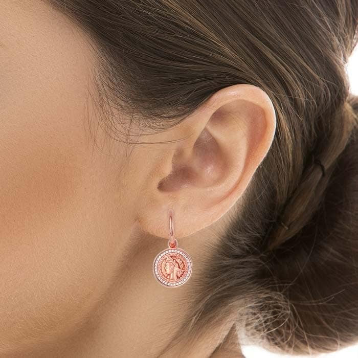 Rose Gold Victorian Coin Earrings view 2