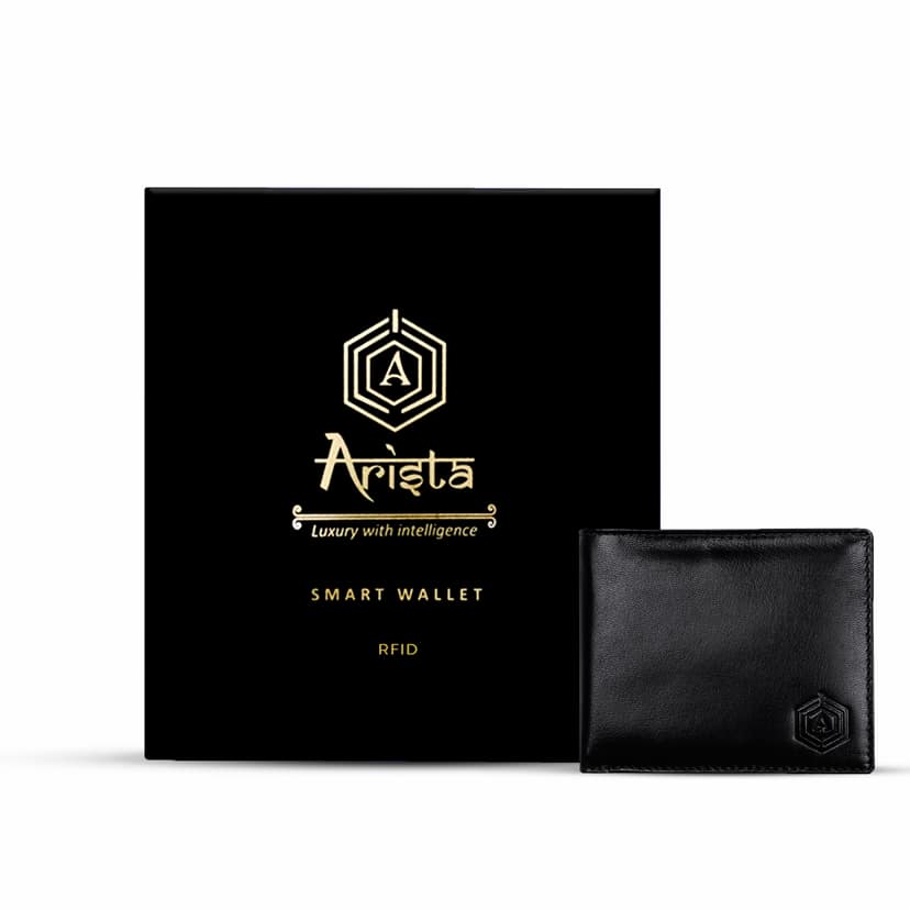 Arista Vault Black Casual Leather Bi-Fold Wallet For Men