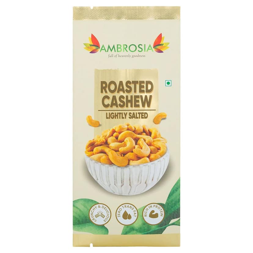 Ambrosia Indian Roasted & Salted Cashew Kernels Mini Packs 30g | Pack of 5