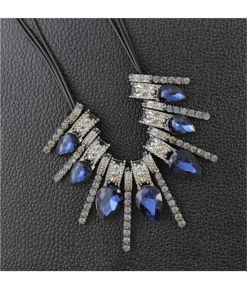 The Jewelbox Brass Blue Choker Contemporary/Fashion Oxidised Necklace