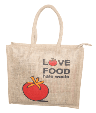 Eco-Friendly Jute Shopping Bag - LOVE FOOD, Hate Waste