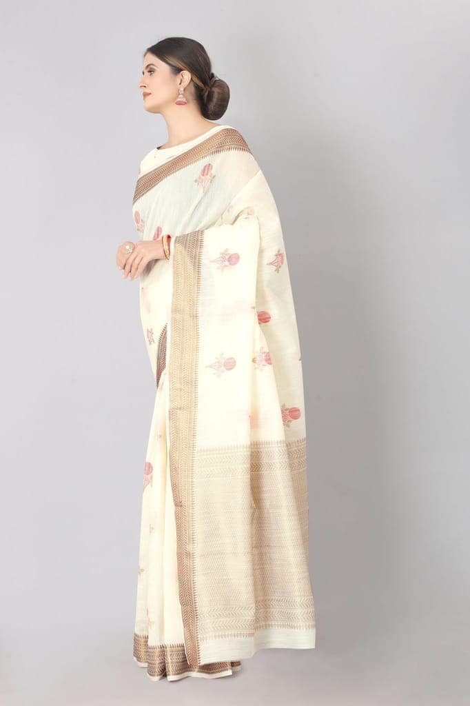Women Linen Weaving Work Saree view 2