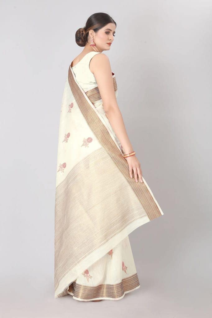 Women Linen Weaving Work Saree view 3