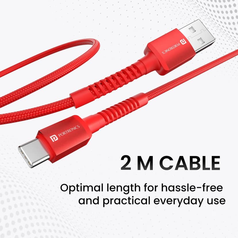 Portronics Konnect X - 6A USB to Type C 2m High-quality Nylon Braided, Fast Charging & Data Sync, 2 Meter Portable Cable view 4