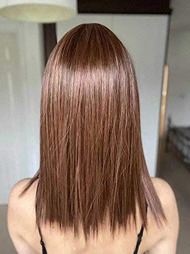 Akashkrishna Hair Wig Brown Shoulder-length Bob Wigs Auburn Highlight Medium Length 16 Inch Natural Looking Wigs for Women Soft Straight Wigs view 3