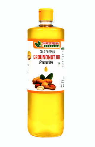 Shreekrishna Cold / Wood Pressed Organic Groundnut Oil 1 Litre (100% Groundnut Oil | Kacchi Ghani / Chekku)