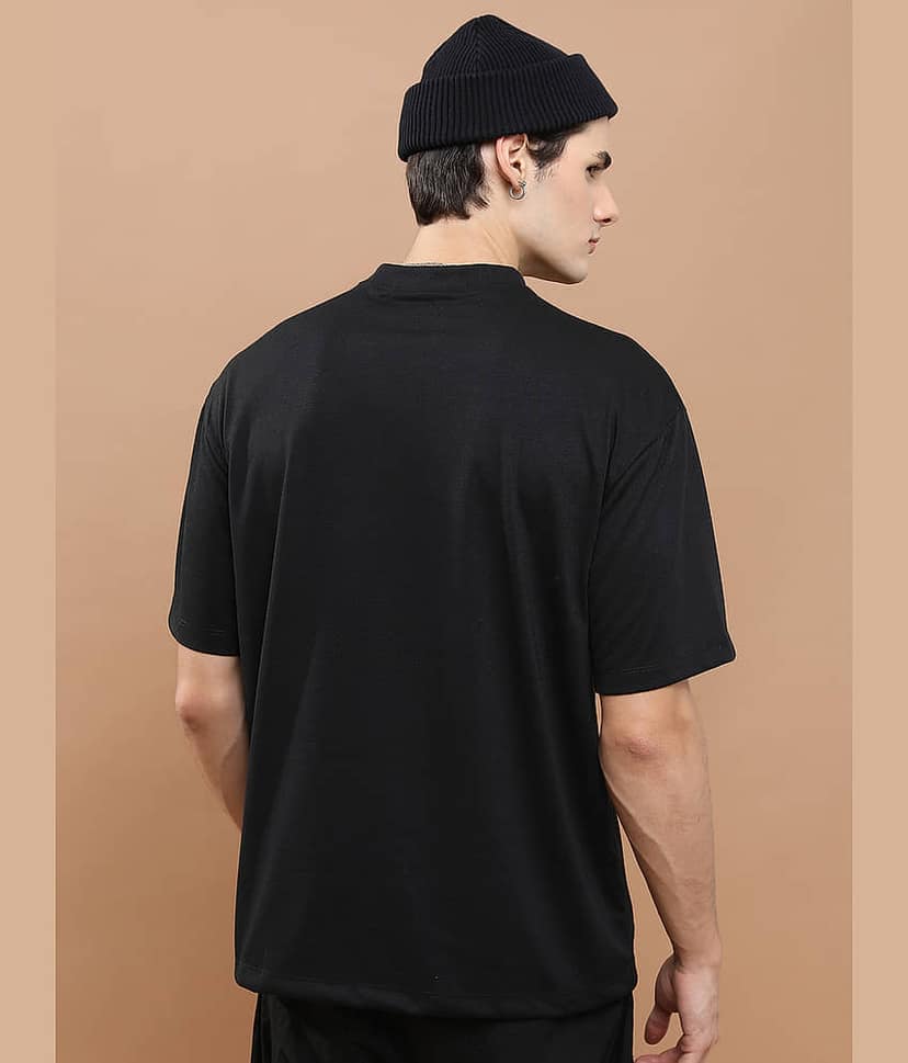 Highlander Men Polyester Oversized Fit Printed T-Shirt ( Black ) view 3