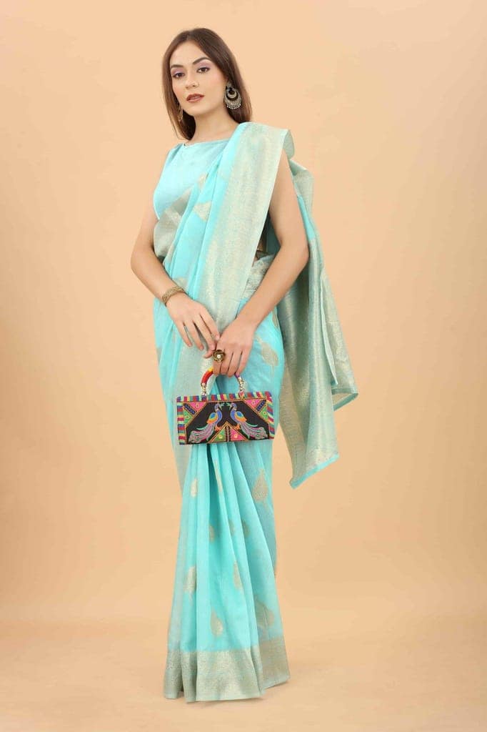 Women's Pure Cotton Saree with Unstiched Blouse Piece view 3