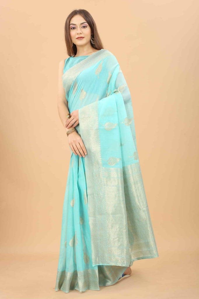 Women's Pure Cotton Saree with Unstiched Blouse Piece view 4