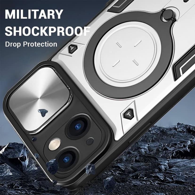 LIRAMARK Case Compatible with Apple iPhone 13 (6.1 inch) with Stand & Slider Camera Military Grade Protection view 3